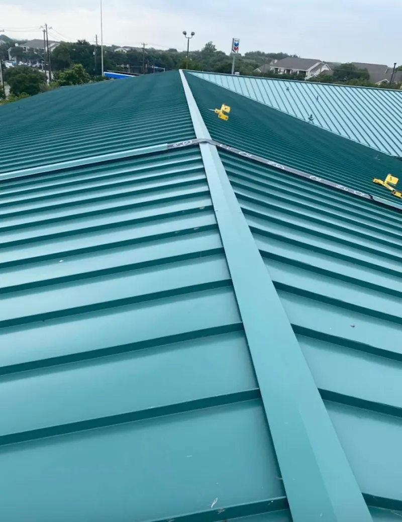 Green commercial metal roof ridge and valley for Metal Roof Repair in Valley Center